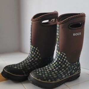 BOGS Kids' Polka Dot Rain Boots - Brown and Black